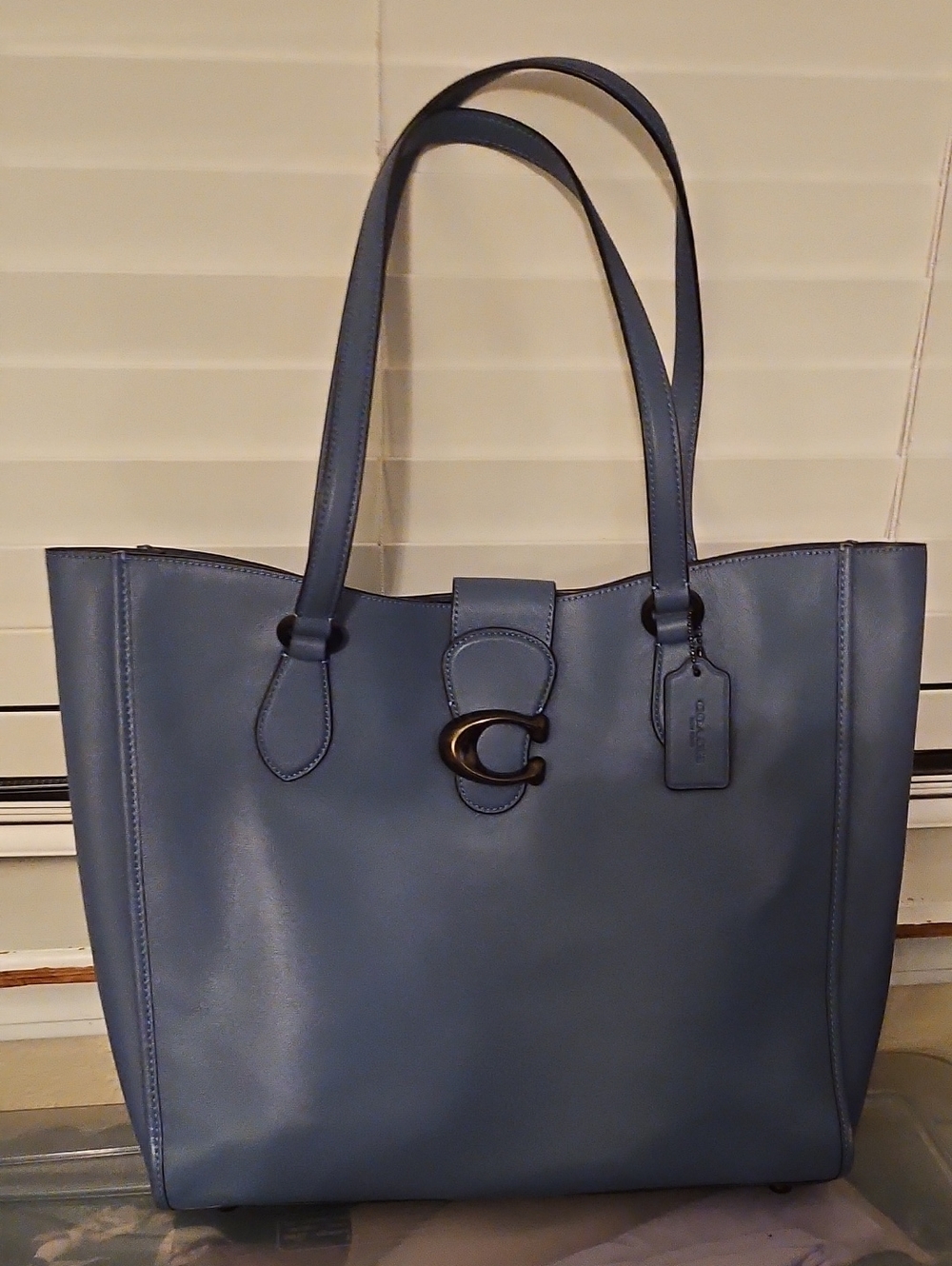 Coach Leather Tote in Slate Blue